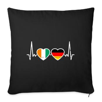 Elfenbeinküste Deutschland Herzschlag Flagge - Sofakissenbezug 45 x 45 cm - Schwarz - Vorne