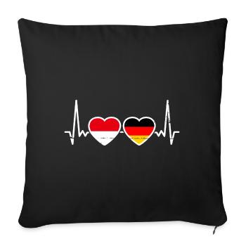 Indonesien Deutschland Herzschlag Flagge - Sofakissenbezug 45 x 45 cm - Schwarz - Vorne