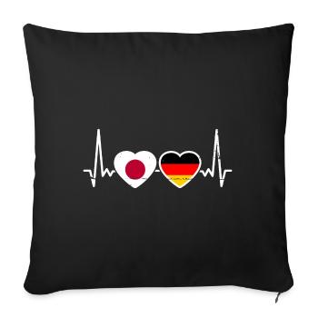 Japan Deutschland Herzschlag Flagge Japaner - Sofakissenbezug 45 x 45 cm - Schwarz - Vorne