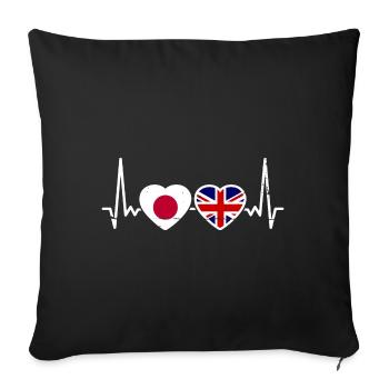 Japan Great Britain Heartbeat Flag Japanese - Sofa pillowcase 17,3'' x 17,3'' (45 x 45 cm) - black - Front
