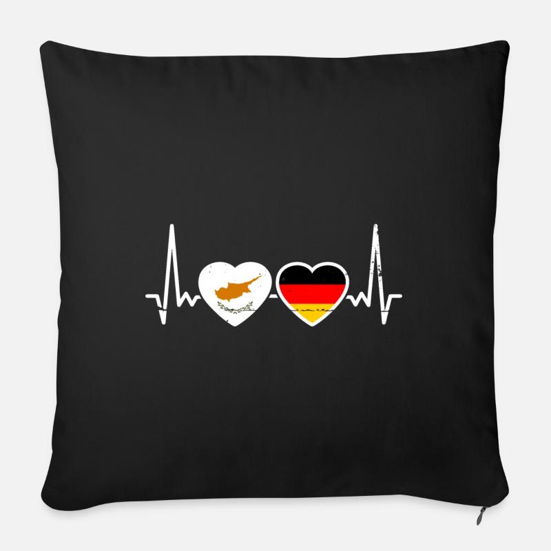 Zypern Deutschland Herzschlag Flagge - Sofakissenbezug 45 x 45 cm - Schwarz