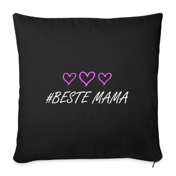 Meilleur amour de cœur de maman - Housse de coussin décorative 45 x 45 cm - noir - Devant