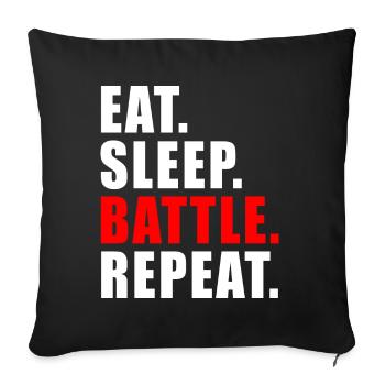EAT SLEEP BATTLE REPEAT GESCHENK GAMING BRAWL GAME - Sofakissenbezug 45 x 45 cm - Schwarz - Vorne