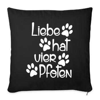 Liebe hat vier Pfoten [white] - Sofakissenbezug 45 x 45 cm - Schwarz - Vorne
