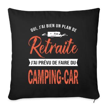 retraite retraité cadeau retraite camping car - Housse de coussin décorative 45 x 45 cm - noir - Devant