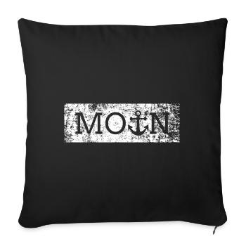 MOIN Retro Used Vintage Look mit Anker - Sofakissenbezug 45 x 45 cm - Schwarz - Vorne