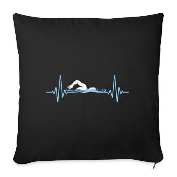 Nageur Fréquence pouls Natation - Housse de coussin décorative 45 x 45 cm - noir - Devant
