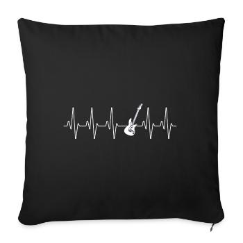 E guitare rock battement de coeur cadeau - Housse de coussin décorative 45 x 45 cm - noir - Devant