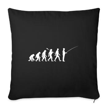 Evolution - Angler - Fische angeln - Sofakissenbezug 45 x 45 cm - Schwarz - Vorne
