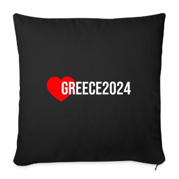 Greece 2024 Heart Holidays - Sofa pillowcase 17,3'' x 17,3'' (45 x 45 cm) - black - Front