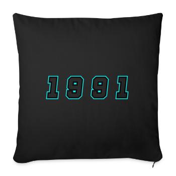 1991 Year Number - Sofa pillowcase 17,3'' x 17,3'' (45 x 45 cm) - black - Front