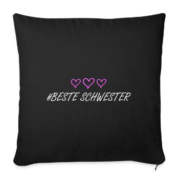 Meilleure sœur Amour du cœur - Housse de coussin décorative 45 x 45 cm - noir - Devant
