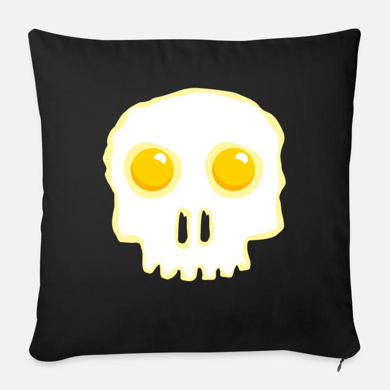 Spiegelei Totenkopf Skull Ei Eier - Sofakissenbezug 45 x 45 cm - Schwarz