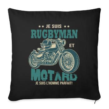 rugby motard parfait rugbyman parfait - Housse de coussin décorative 45 x 45 cm - noir - Devant
