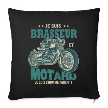 motard parfait brasseur parfait bière - Housse de coussin décorative 45 x 45 cm - noir - Devant