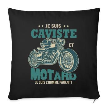 motard parfait caviste parfait vin - Housse de coussin décorative 45 x 45 cm - noir - Devant