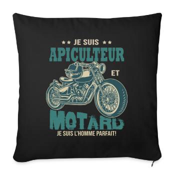 motard parfait apiculteur parfait abeille - Housse de coussin décorative 45 x 45 cm - noir - Devant