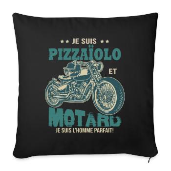 motard parfait pizzaïolo parfait - Housse de coussin décorative 45 x 45 cm - noir - Devant