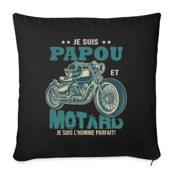 motard parfait papou parfait papa grand-père - Housse de coussin décorative 45 x 45 cm - noir - Devant