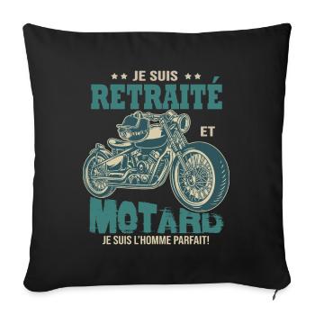 motard parfait retraité parfait retraite - Housse de coussin décorative 45 x 45 cm - noir - Devant