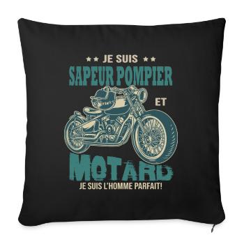 motard parfait sapeur pompier parfait - Housse de coussin décorative 45 x 45 cm - noir - Devant