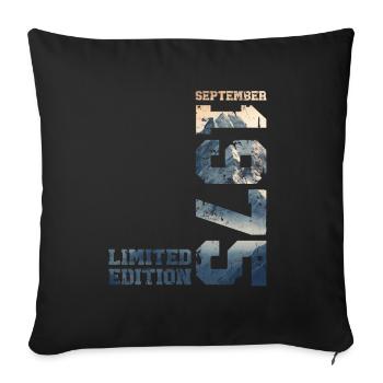 September 1975, 50th birthday Original 1975 - Sofa pillowcase 17,3'' x 17,3'' (45 x 45 cm) - black - Front