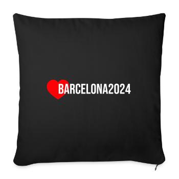 Barcelona 2024 Heart Holiday - Sofa pillowcase 17,3'' x 17,3'' (45 x 45 cm) - black - Front