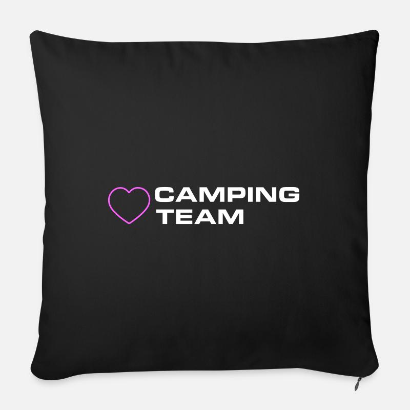 Camping Team Herz - Sofakissenbezug 45 x 45 cm - Schwarz