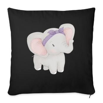Bébé éléphant - Housse de coussin décorative 45 x 45 cm - noir - Devant