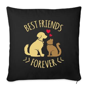 Love for animals <3 cat and dog - BFF - Sofa pillowcase 17,3'' x 17,3'' (45 x 45 cm) - black - Front