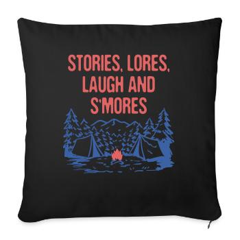 Stories Lores Laugh & S'mores Camping Sayings - Sofakissenbezug 45 x 45 cm - Schwarz - Vorne