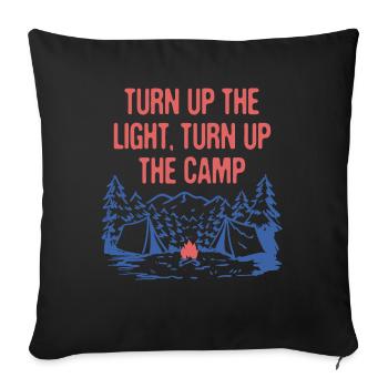 Turn Up the Camp Light Wildlife Camping Outdoor - Sofa pillowcase 17,3'' x 17,3'' (45 x 45 cm) - black - Front