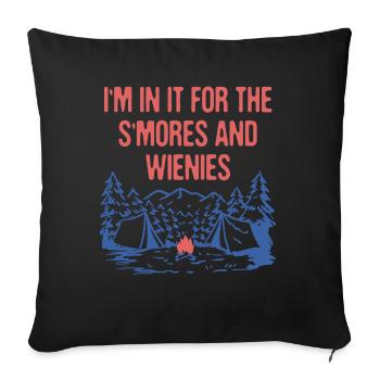 In for S'mores & Wienies Camping Foodie Camper - Sofa pillowcase 17,3'' x 17,3'' (45 x 45 cm) - black - Front