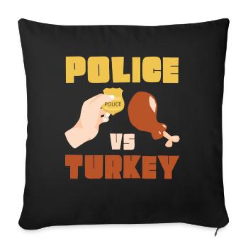 Police vs Turquie Thanksgiving - Housse de coussin décorative 45 x 45 cm - noir - Devant