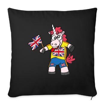Licorne folle anglaise - Housse de coussin décorative 45 x 45 cm - noir - Devant