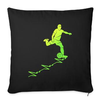 Fußball Herzlinie Fußballspieler Fußballer - Sofakissenbezug 45 x 45 cm - Schwarz - Vorne