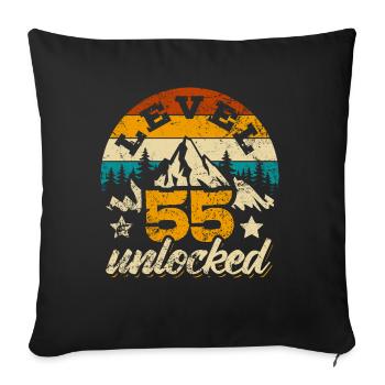 Level 55 unlocked - Gamer - Birthday - Gift - Sofa pillowcase 17,3'' x 17,3'' (45 x 45 cm) - black - Front