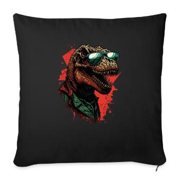 Cooler T-Rex Dinosaurier - Sofakissenbezug 45 x 45 cm - Schwarz - Vorne
