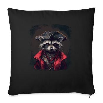 Raccoon Pirate - Sofa pillowcase 17,3'' x 17,3'' (45 x 45 cm) - black - Front