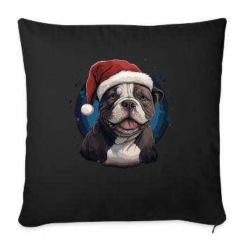 Noël de l’American Bull Terrier - Housse de coussin décorative 45 x 45 cm - noir - Devant