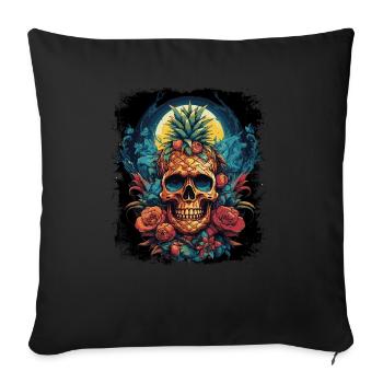 Crâne punk ananas - Housse de coussin décorative 45 x 45 cm - noir - Devant