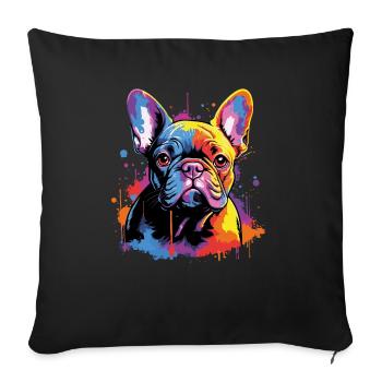 Bouledogue français mignon - Housse de coussin décorative 45 x 45 cm - noir - Devant