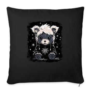 Ours en peluche Emo mignon - Housse de coussin décorative 45 x 45 cm - noir - Devant