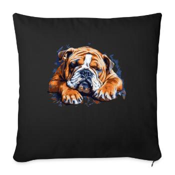 English bulldog is tired - Sofa pillowcase 17,3'' x 17,3'' (45 x 45 cm) - black - Front