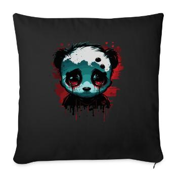 Trauriger niedlicher Panda - Sofakissenbezug 45 x 45 cm - Schwarz - Vorne