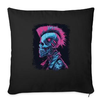 Horreur Punk Zombie cyborg - Housse de coussin décorative 45 x 45 cm - noir - Devant