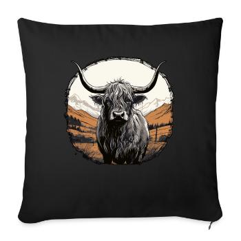 Scottish Highland cattle - Sofa pillowcase 17,3'' x 17,3'' (45 x 45 cm) - black - Front