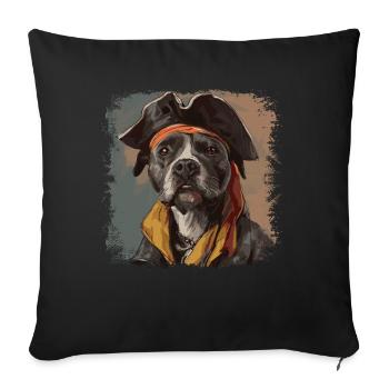 American Staffordshire Pirate - Sofa pillowcase 17,3'' x 17,3'' (45 x 45 cm) - black - Front