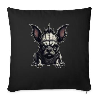 Bouledogue français gothique - Housse de coussin décorative 45 x 45 cm - noir - Devant