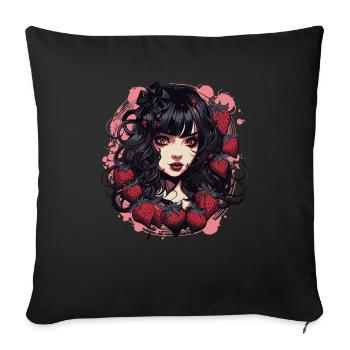 Emo Gothic Strawberries Girl - Sofa pillowcase 17,3'' x 17,3'' (45 x 45 cm) - black - Front